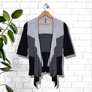 Jason Maxwell Colorblock 3/4 Sleeve Draping Cardigain